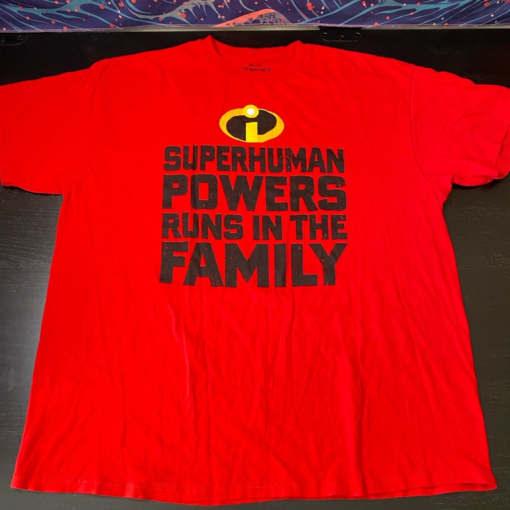 Disney The Incredibles Red and Black 'Superhuman Powers' Graphic Tee